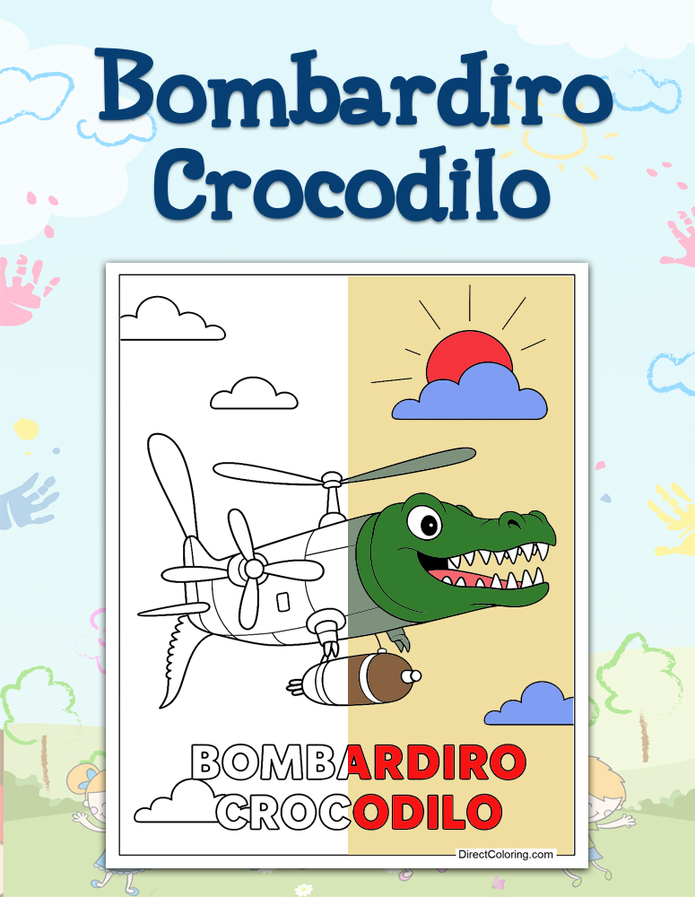 Bombardiro Crocodilo Coloring Pages